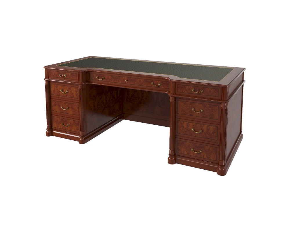 Стол руководителя с передней панелью матовый, кожа 1800х900х780 Artmoble