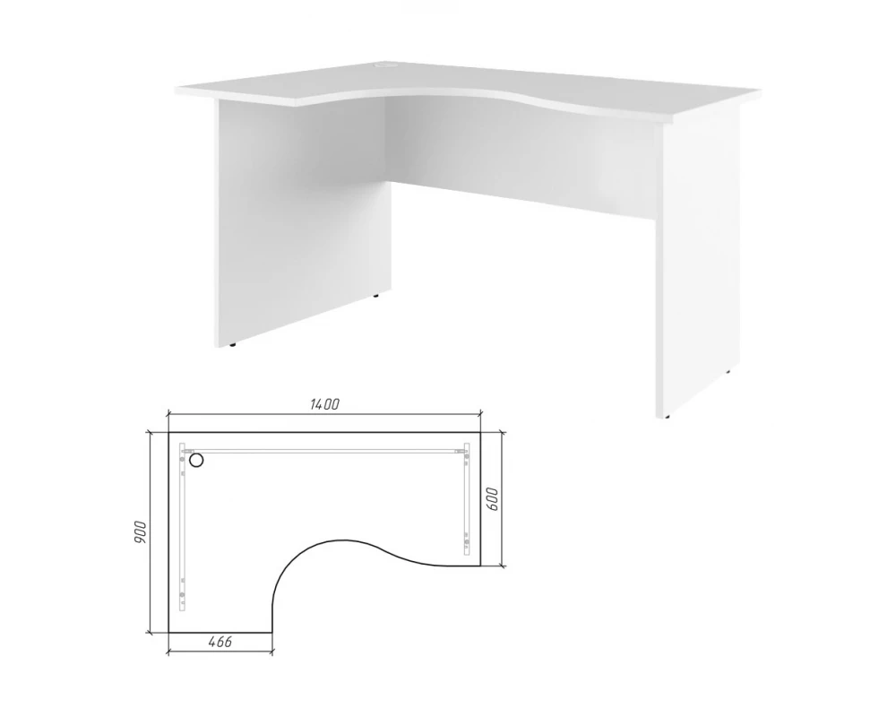 Стол эргономичный левый 140 Trend Белый