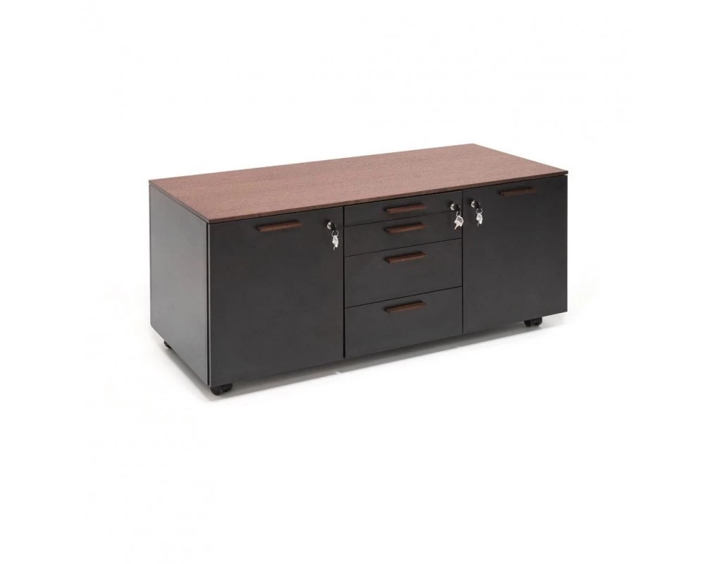 Тумба-приставка подкатная 125,3x56x60,3 Rail Черный/Дуб табак