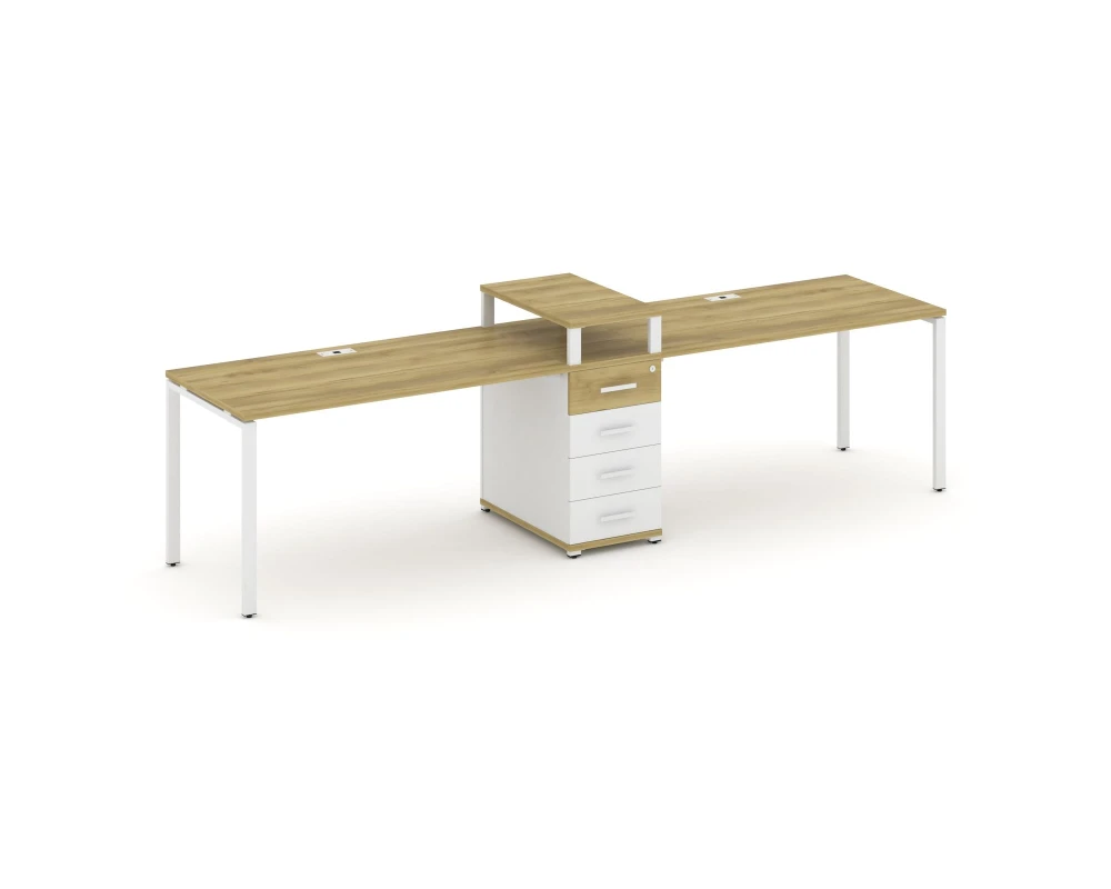 Рабочая станция 2 места с 1 опорной тумбой CN.ORS-419 W 3180x720x917 Концепт / Concept