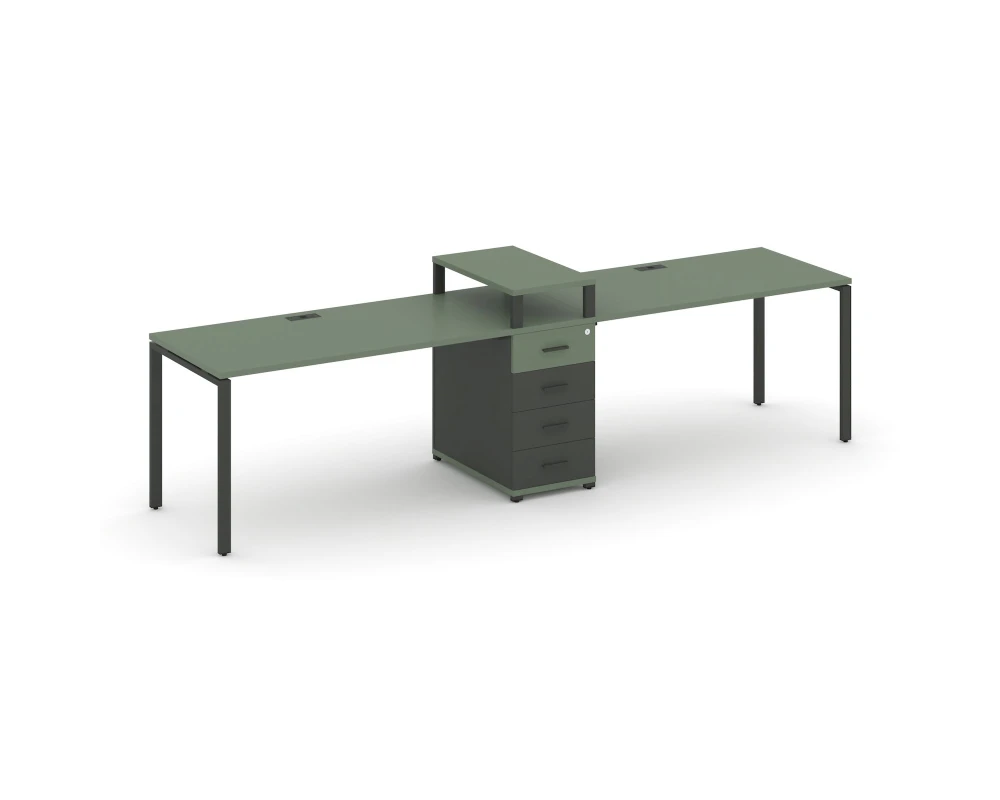 Рабочая станция 2 места с 1 опорной тумбой CN.ORS-419 W 3180x720x917 Концепт / Concept