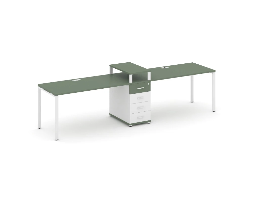 Рабочая станция 2 места с 1 опорной тумбой CN.ORS-419 W 3180x720x917 Концепт / Concept
