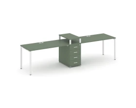 Рабочая станция 2 места с 1 опорной тумбой CN.ORS-419 W 3180x720x917 Концепт / Concept images