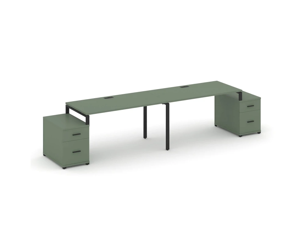 Рабочая станция 2 места с 2 опорными тумбами CN.ORS-323 B 2760/3426x720x750 Концепт / Concept