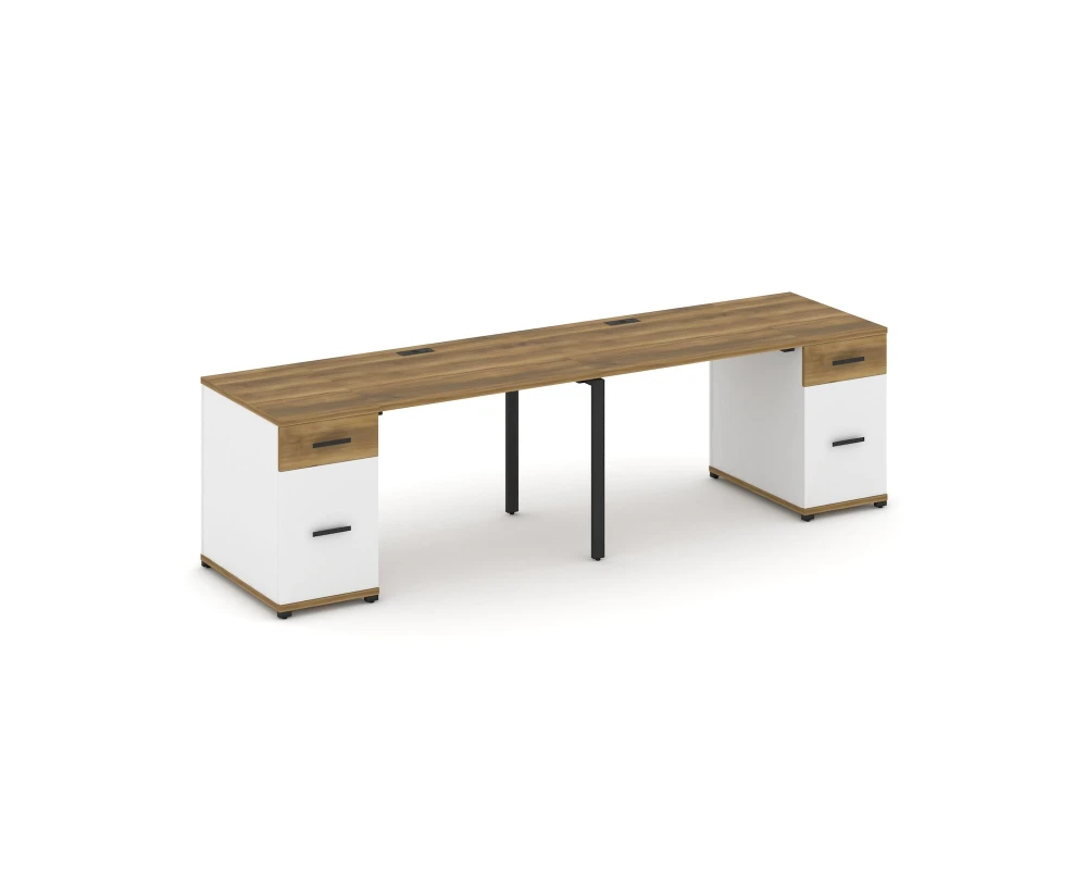 Рабочая станция 2 места с 2 опорными тумбами CN.ORS-413 W 2800x720x750 Концепт / Concept