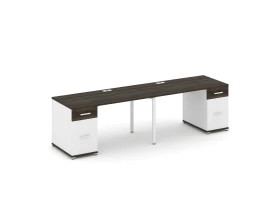 Рабочая станция 2 места с 2 опорными тумбами CN.ORS-413 W 2800x720x750 Концепт / Concept images