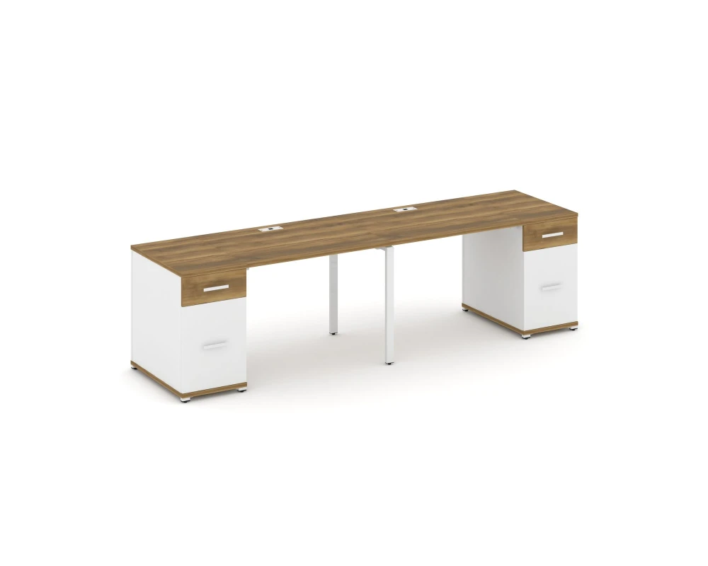 Рабочая станция 2 места с 2 опорными тумбами CN.ORS-413 W 2800x720x750 Концепт / Concept