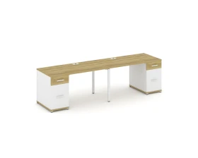 Рабочая станция 2 места с 2 опорными тумбами CN.ORS-413 W 2800x720x750 Концепт / Concept images