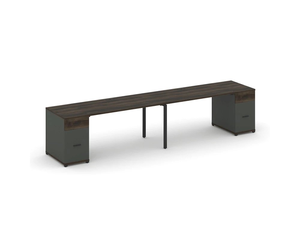 Рабочая станция 2 места с 2 опорными тумбами CN.ORS-413 W 2800x720x750 Концепт / Concept