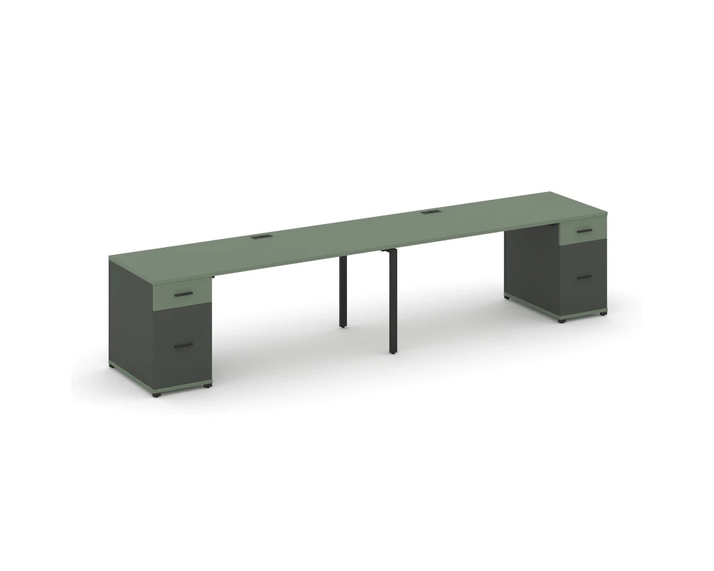 Рабочая станция 2 места с 2 опорными тумбами CN.ORS-413 W 2800x720x750 Концепт / Concept