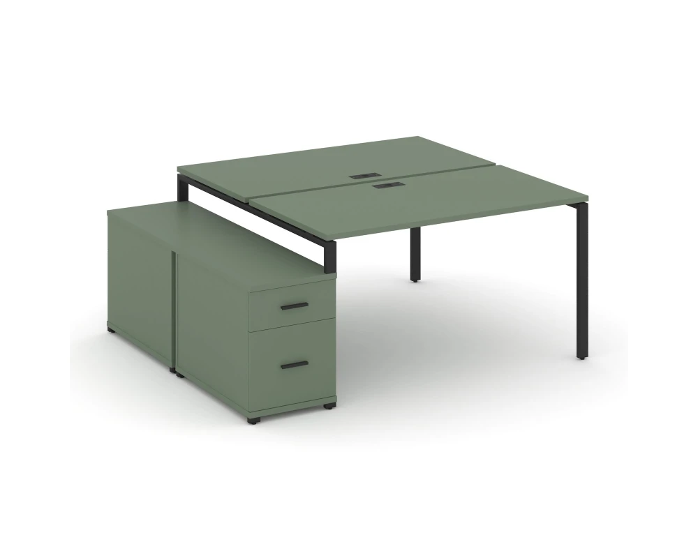 Рабочая станция 2 места с двухсторонней опорной тумбой CN.DRS-306 B 1180/1546x1480x750 Концепт / Concept