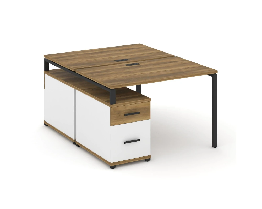 Рабочая станция 2 места с двухсторонней опорной тумбой CN.DRS-306 W 1180/1546x1480x750 Концепт / Concept