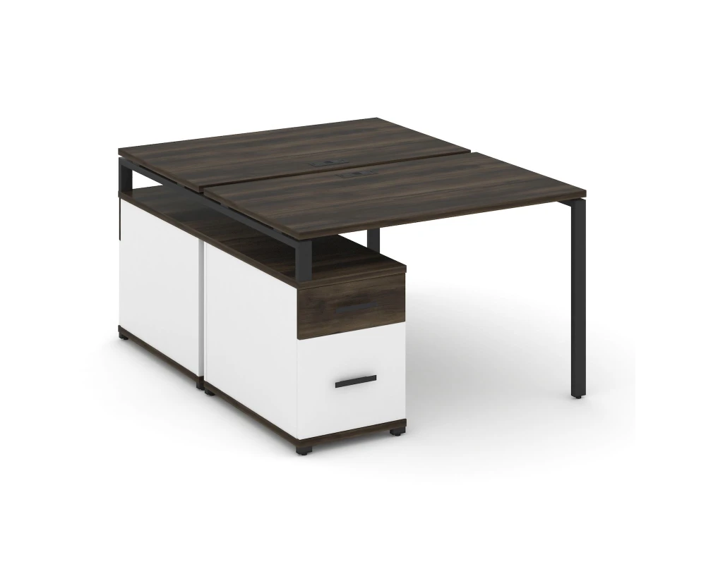 Рабочая станция 2 места с двухсторонней опорной тумбой CN.DRS-306 W 1180/1546x1480x750 Концепт / Concept