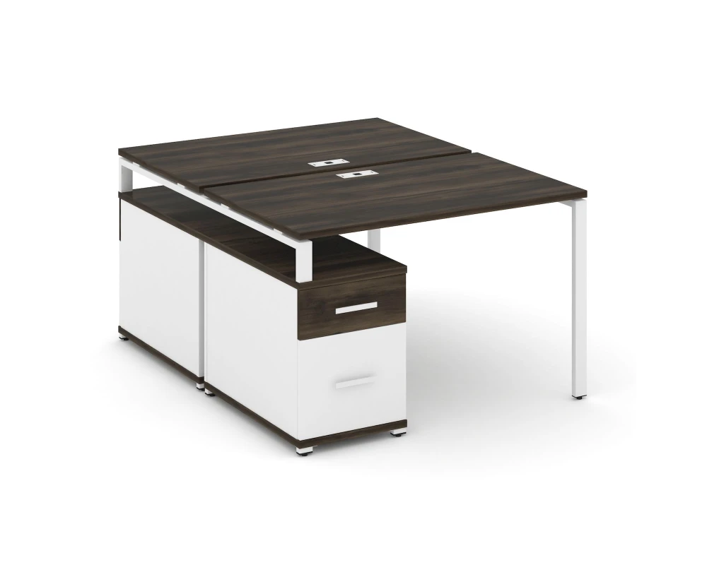 Рабочая станция 2 места с двухсторонней опорной тумбой CN.DRS-306 W 1180/1546x1480x750 Концепт / Concept
