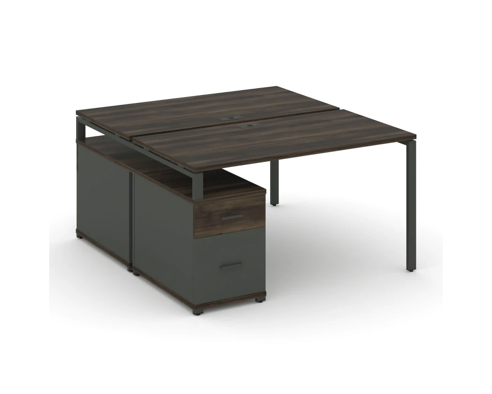 Рабочая станция 2 места с двухсторонней опорной тумбой CN.DRS-306 W 1180/1546x1480x750 Концепт / Concept