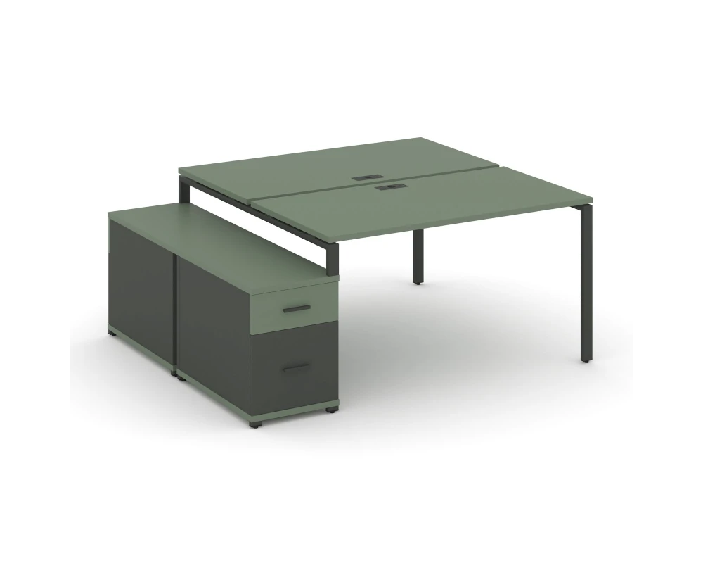 Рабочая станция 2 места с двухсторонней опорной тумбой CN.DRS-306 W 1180/1546x1480x750 Концепт / Concept