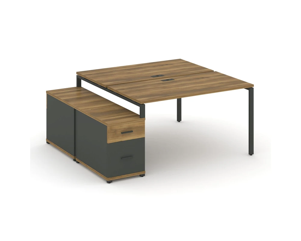 Рабочая станция 2 места с двухсторонней опорной тумбой CN.DRS-306 W 1180/1546x1480x750 Концепт / Concept