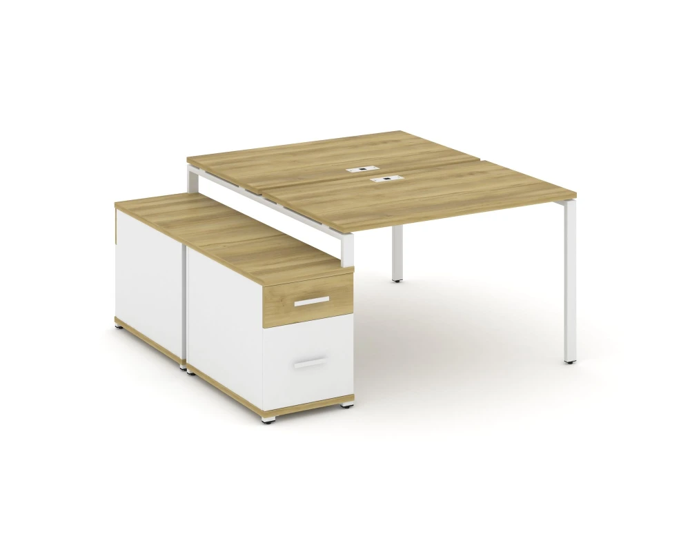 Рабочая станция 2 места с двухсторонней опорной тумбой CN.DRS-306 W 1180/1546x1480x750 Концепт / Concept