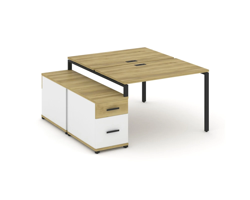 Рабочая станция 2 места с двухсторонней опорной тумбой CN.DRS-306 W 1180/1546x1480x750 Концепт / Concept