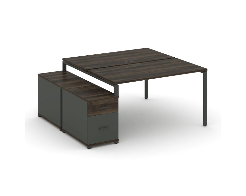 Рабочая станция 2 места с двухсторонней опорной тумбой CN.DRS-306 W 1180/1546x1480x750 Концепт / Concept