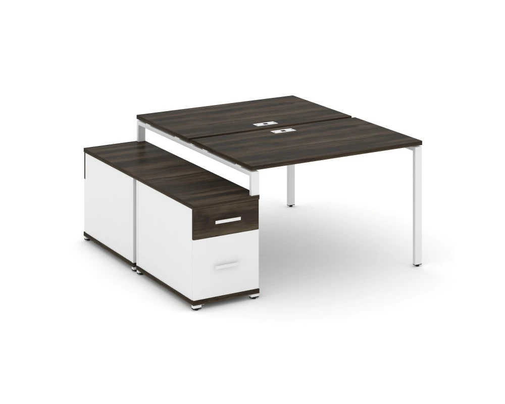 Рабочая станция 2 места с двухсторонней опорной тумбой CN.DRS-306 W 1180/1546x1480x750 Концепт / Concept