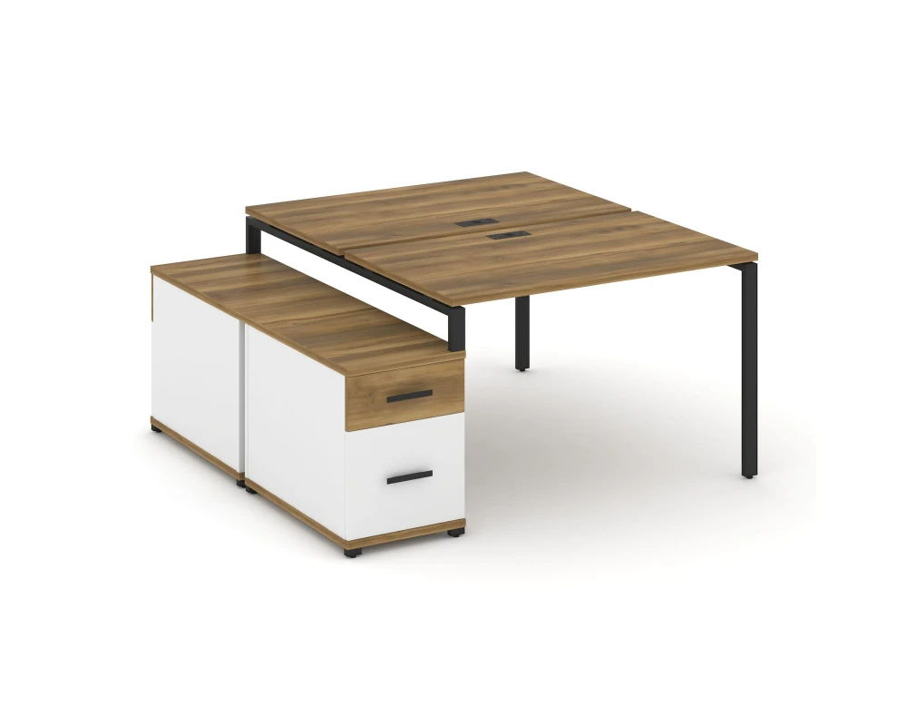 Рабочая станция 2 места с двухсторонней опорной тумбой CN.DRS-306 W 1180/1546x1480x750 Концепт / Concept