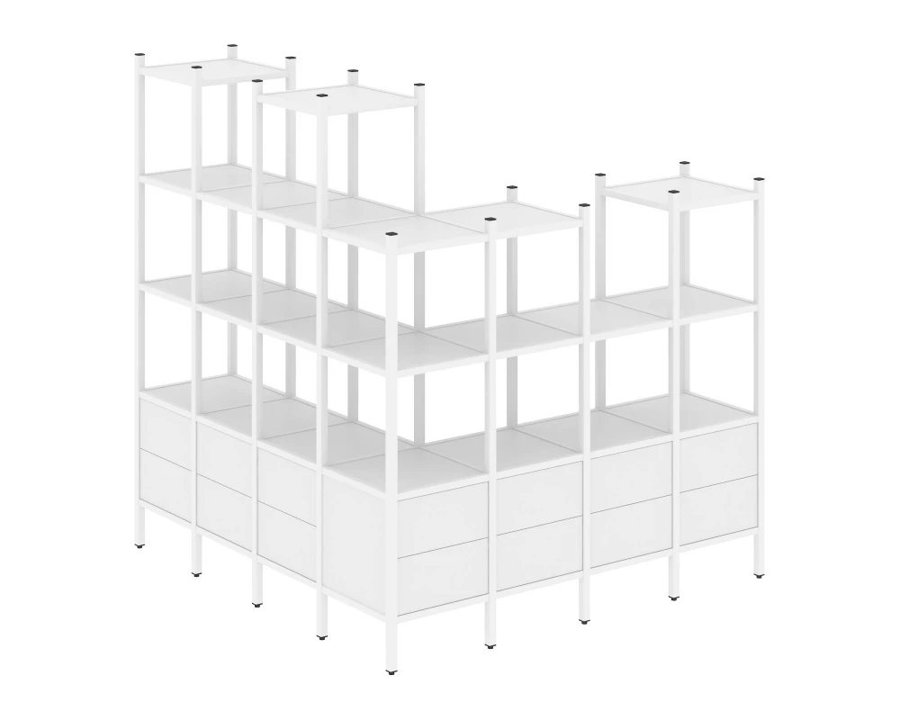 Угловой внешний стеллаж наборный L-55 1694x1694x1869 Loft