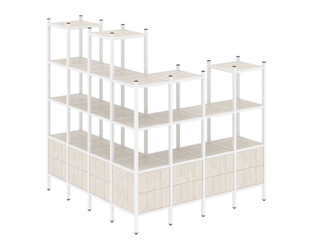 Угловой внешний стеллаж наборный L-55 1694x1694x1869 Loft