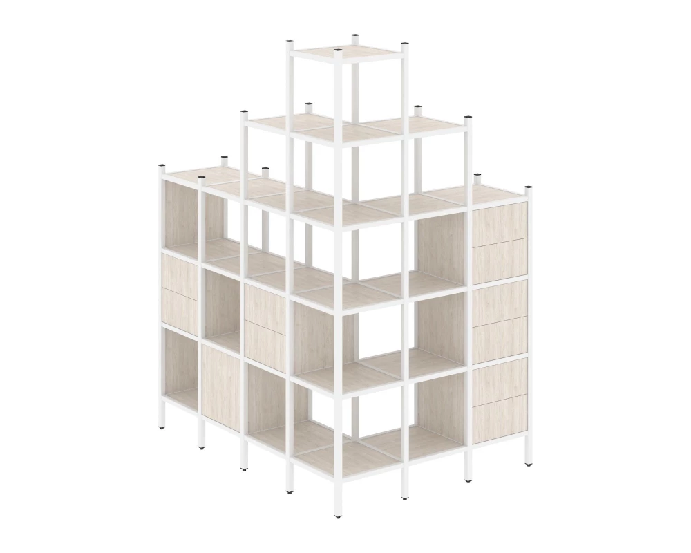 Угловой внешний стеллаж наборный L-56 1694x1278x2280 Loft