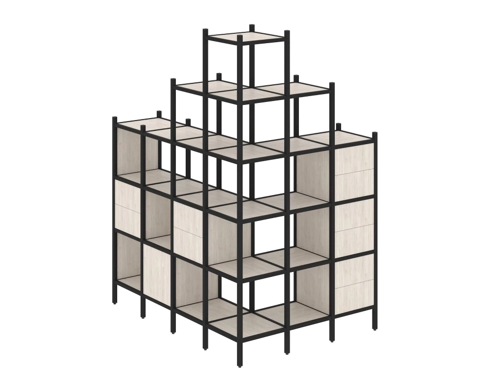 Угловой внешний стеллаж наборный L-56 1694x1278x2280 Loft