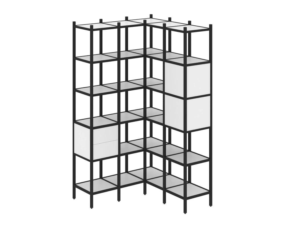 Угловой внутренний стеллаж L-34 1278x1278x2280 Loft