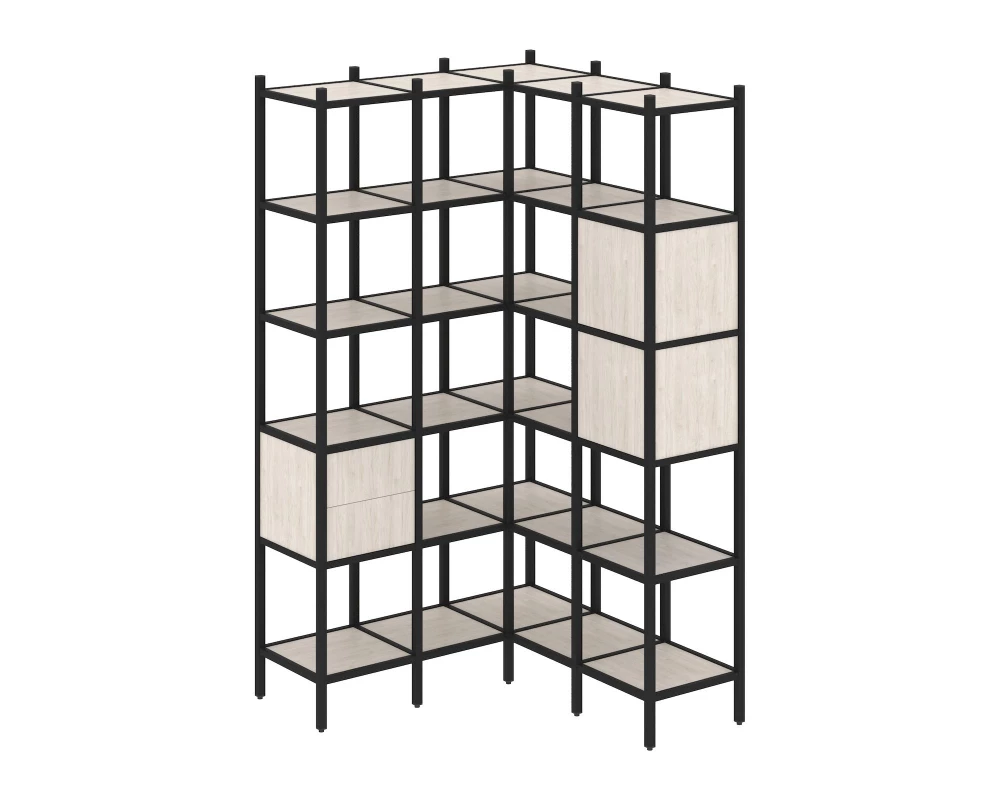 Угловой внутренний стеллаж L-34 1278x1278x2280 Loft
