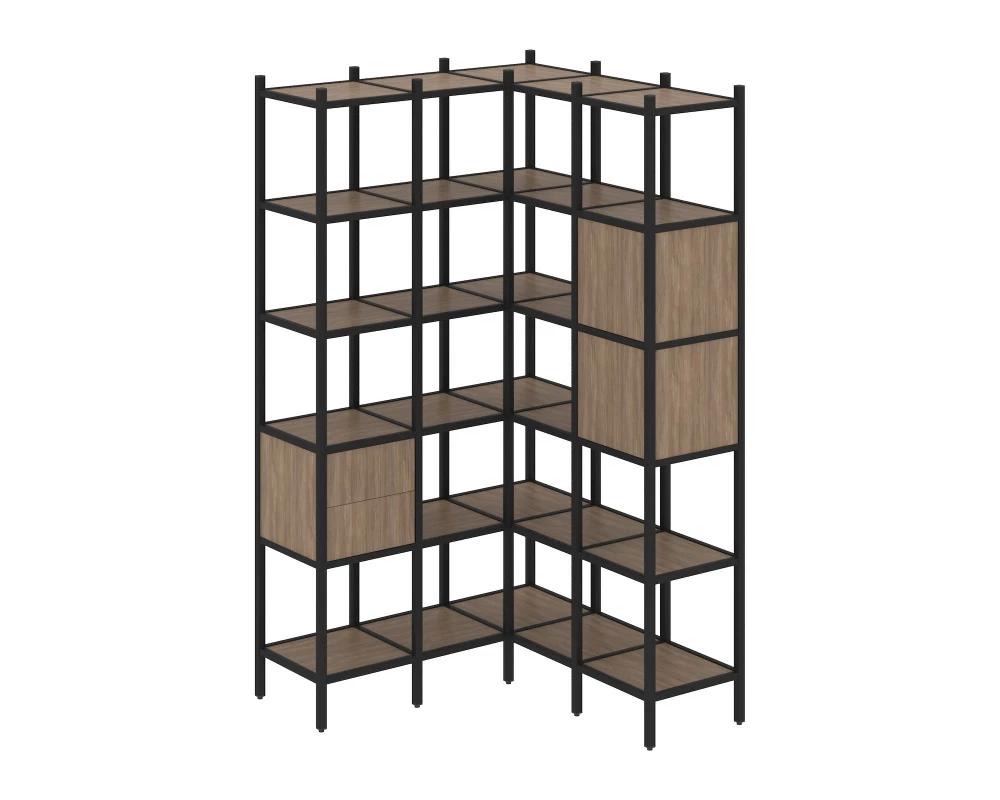 Угловой внутренний стеллаж L-34 1278x1278x2280 Loft