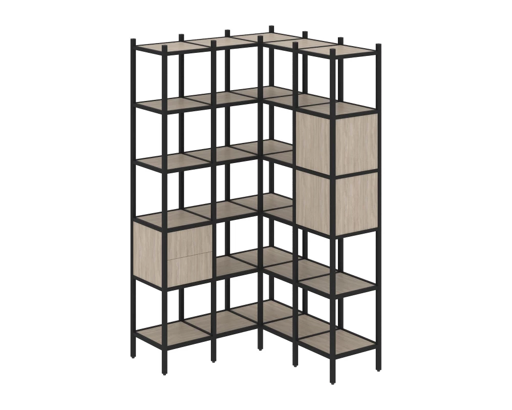 Угловой внутренний стеллаж L-34 1278x1278x2280 Loft