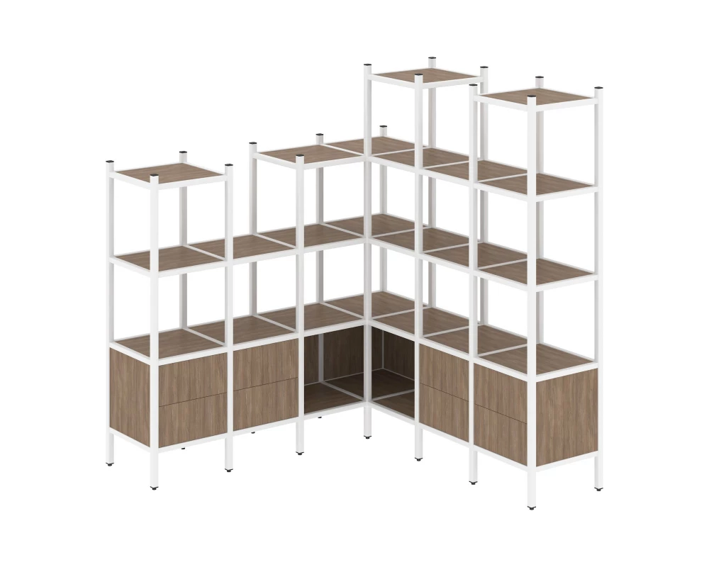 Угловой внутренний стеллаж L-41 1694x1694x1869 Loft