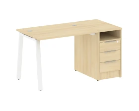 Рабочая станция на А-образном м/к с опорной тумбой 141,2x72x75 Метал Систем / Metal System images