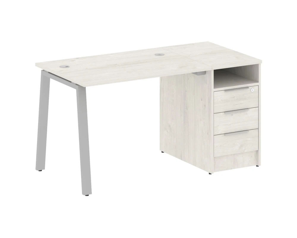 Рабочая станция на А-образном м/к с опорной тумбой 141,2x72x75 Метал Систем / Metal System