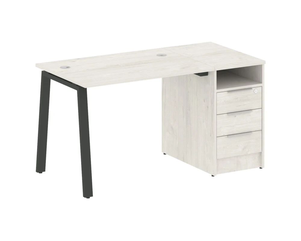 Рабочая станция на А-образном м/к с опорной тумбой 141,2x72x75 Метал Систем / Metal System