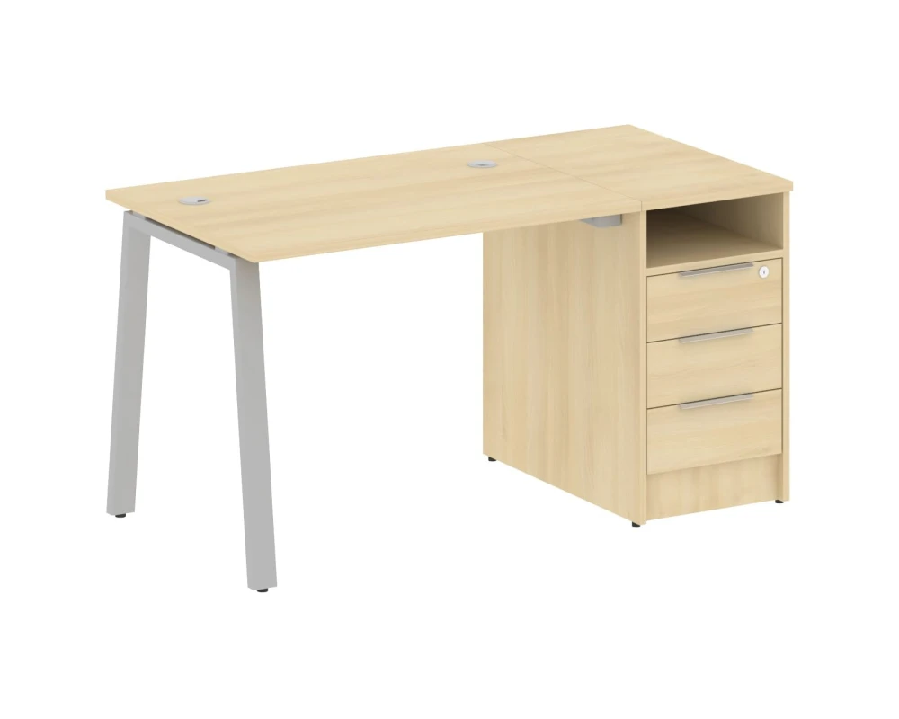 Рабочая станция на А-образном м/к с опорной тумбой 141,2x72x75 Метал Систем / Metal System