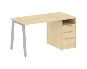 Рабочая станция на А-образном м/к с опорной тумбой 141,2x72x75 Метал Систем / Metal System images