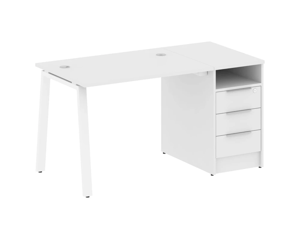 Рабочая станция на А-образном м/к с опорной тумбой 141,2x72x75 Метал Систем / Metal System