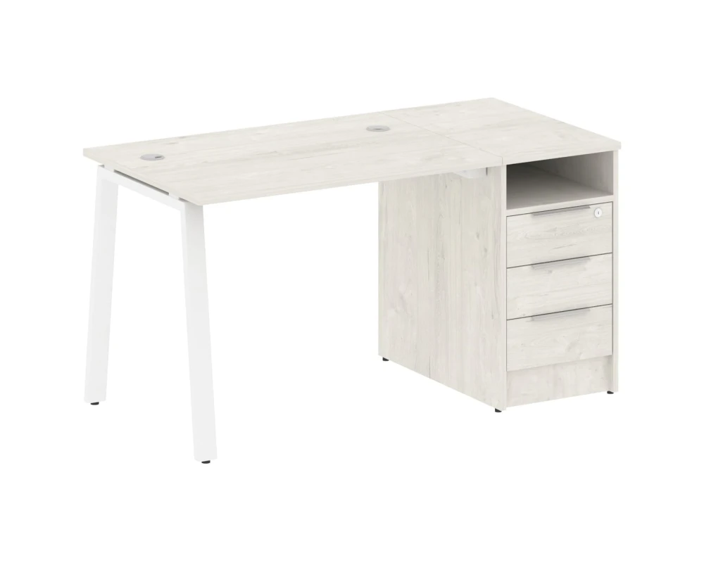 Рабочая станция на А-образном м/к с опорной тумбой 141,2x72x75 Метал Систем / Metal System