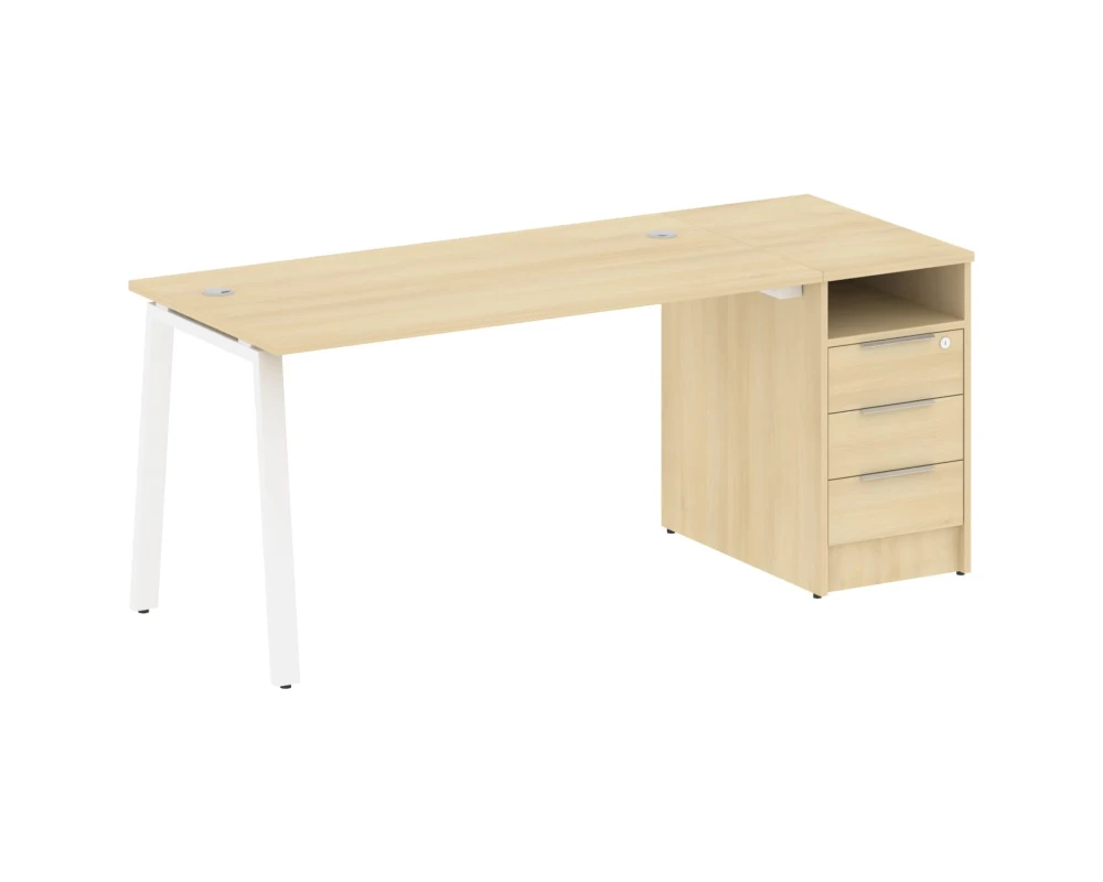 Рабочая станция на А-образном м/к с опорной тумбой 181,2x72x75 Метал Систем / Metal System