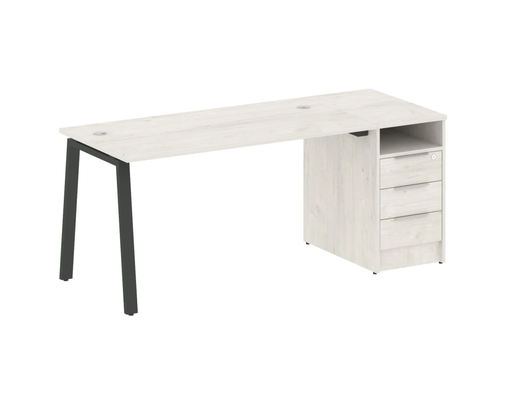 Рабочая станция на А-образном м/к с опорной тумбой 181,2x72x75 Метал Систем / Metal System