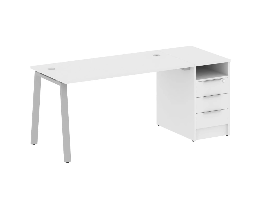 Рабочая станция на А-образном м/к с опорной тумбой 181,2x72x75 Метал Систем / Metal System