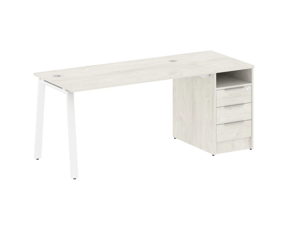 Рабочая станция на А-образном м/к с опорной тумбой 181,2x72x75 Метал Систем / Metal System