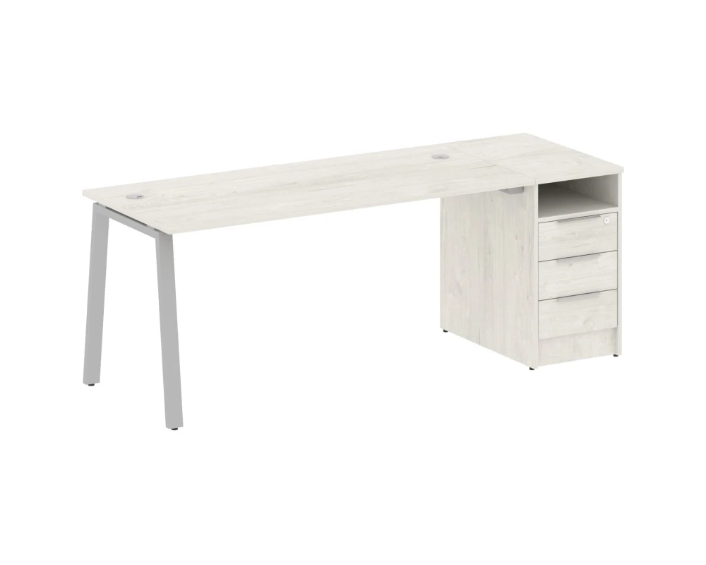 Рабочая станция на А-образном м/к с опорной тумбой 201,2x72x75 Метал Систем / Metal System