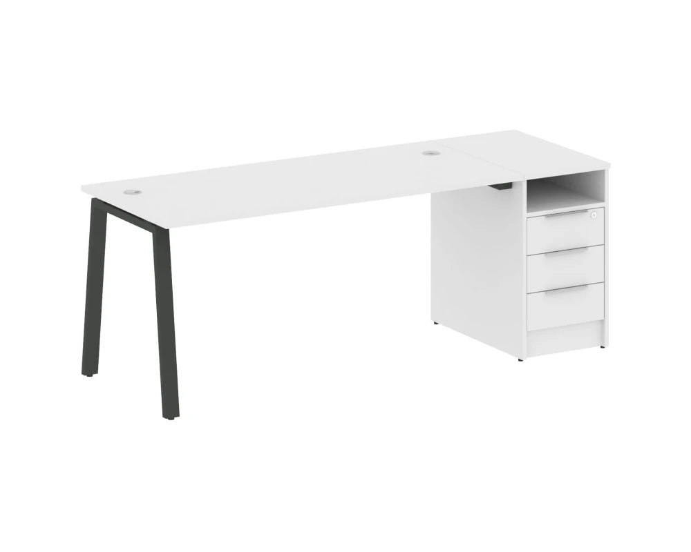 Рабочая станция на А-образном м/к с опорной тумбой 201,2x72x75 Метал Систем / Metal System