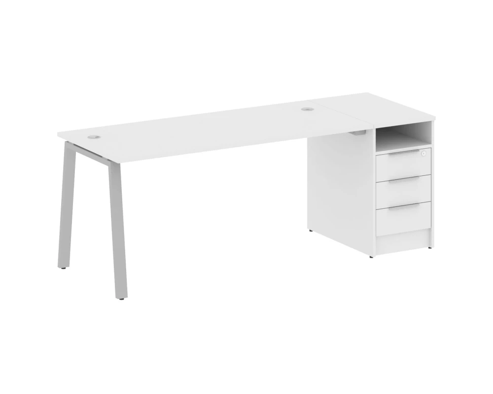 Рабочая станция на А-образном м/к с опорной тумбой 201,2x72x75 Метал Систем / Metal System