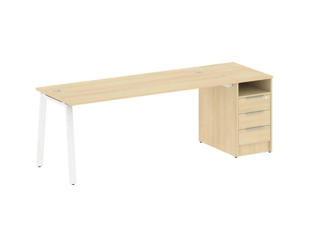 Рабочая станция на А-образном м/к с опорной тумбой 221,2x72x75 Метал Систем / Metal System